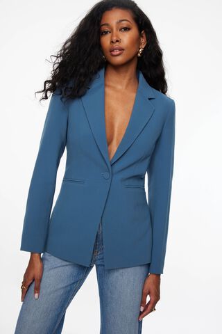 Women's Blue Coat Pants Formal Uniform Design Work Wear Suit, Coat Pant  For Women Suits