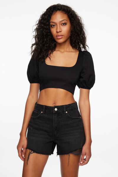 $109 The Upside Women's Black Andie Crop Pullover Stretchy Sports