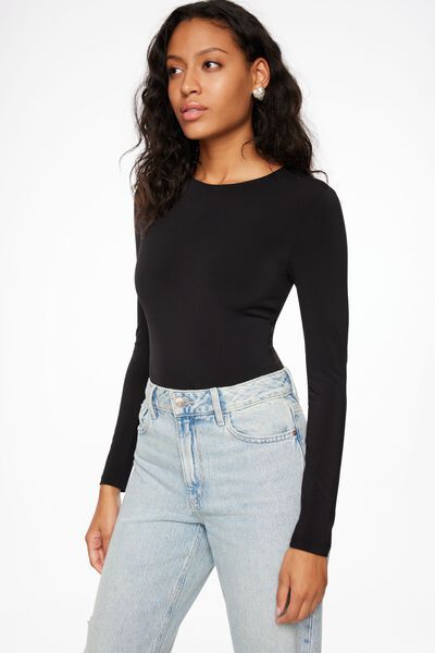Black Sheer Lace Cup Long Sleeve Bodysuit - Izela – Rebellious Fashion
