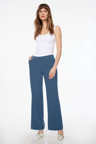 fartey Wide Leg Pants for Women 2023 High Paperbag Waist Solid Color Slim  Trousers with Waist Tie Pockets Lounge Vacation Work Pants 