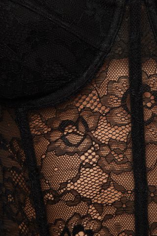 Black strapless mesh corset top