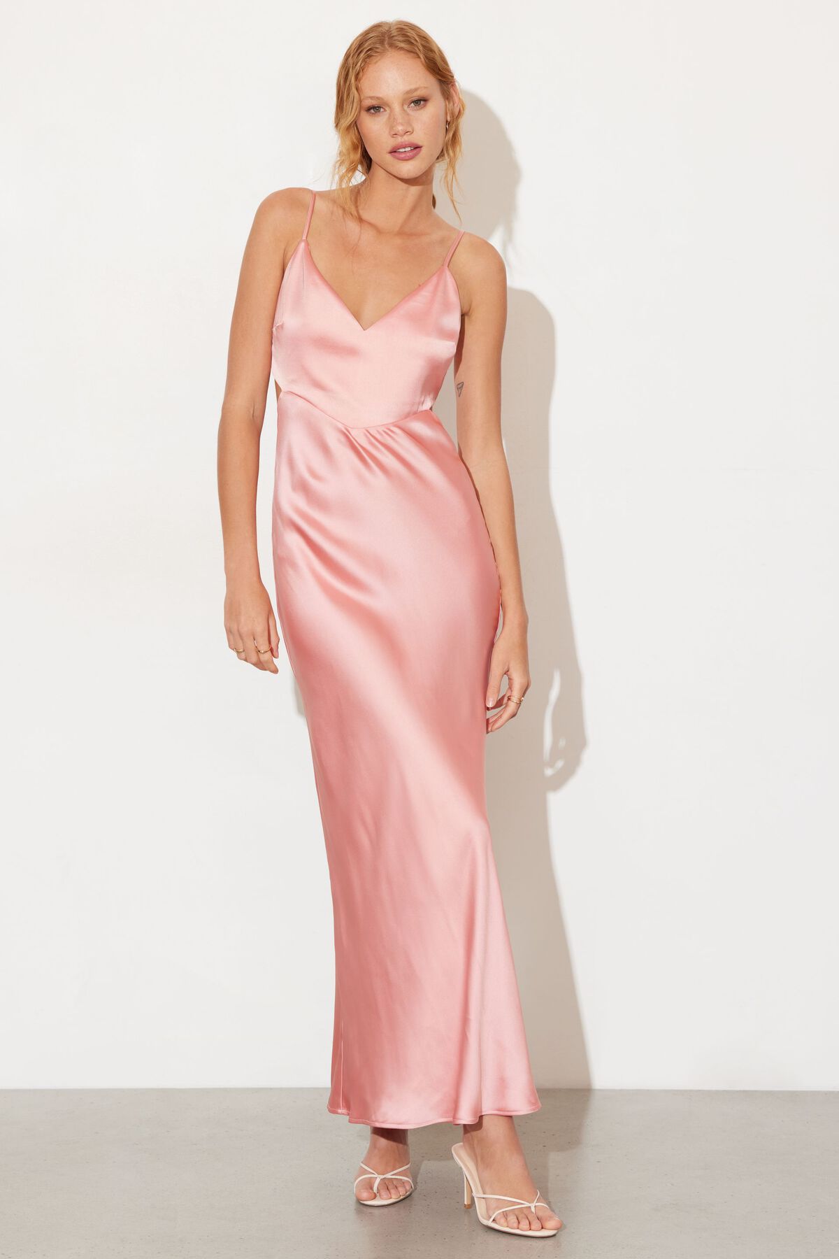 Strapless Satin Slip Maxi Dress