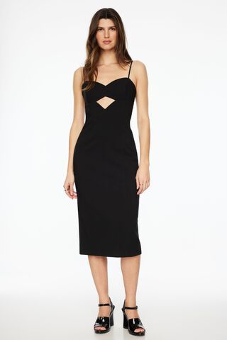 Black Maxi Dress - Bodycon Cutout Dress - Black Sweetheart Neckline Dress