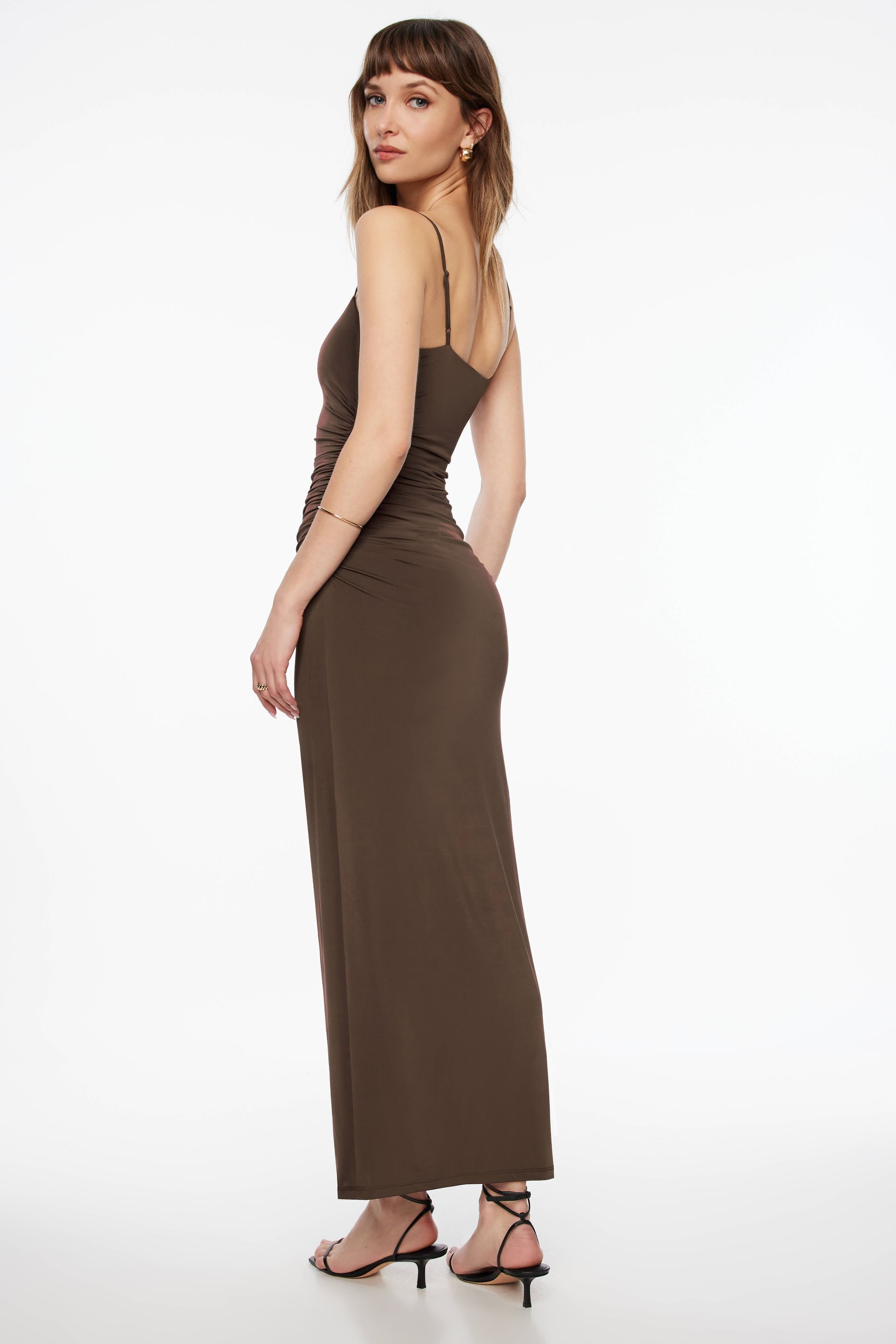 Ruched Square Neck Maxi Dress