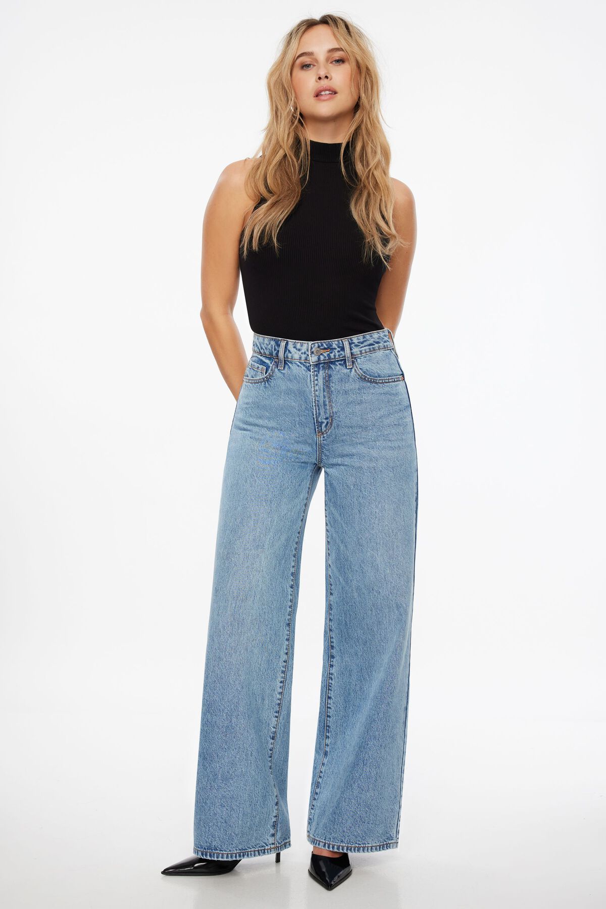 Buy Chloé Patchwork High-rise Wide-leg Jeans - Blue At 50% Off