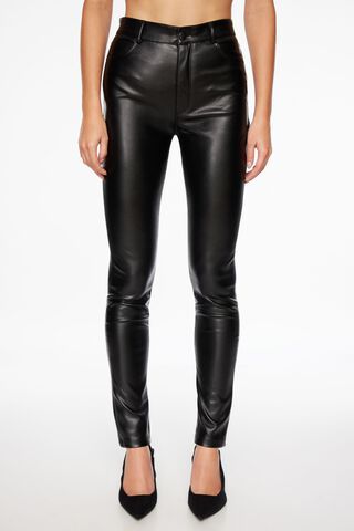  VILIGO Black Faux Leather Pants for Women Petite