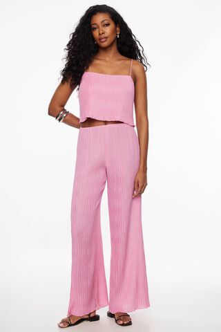 Wide-leg Pants - Light pink/striped - Ladies