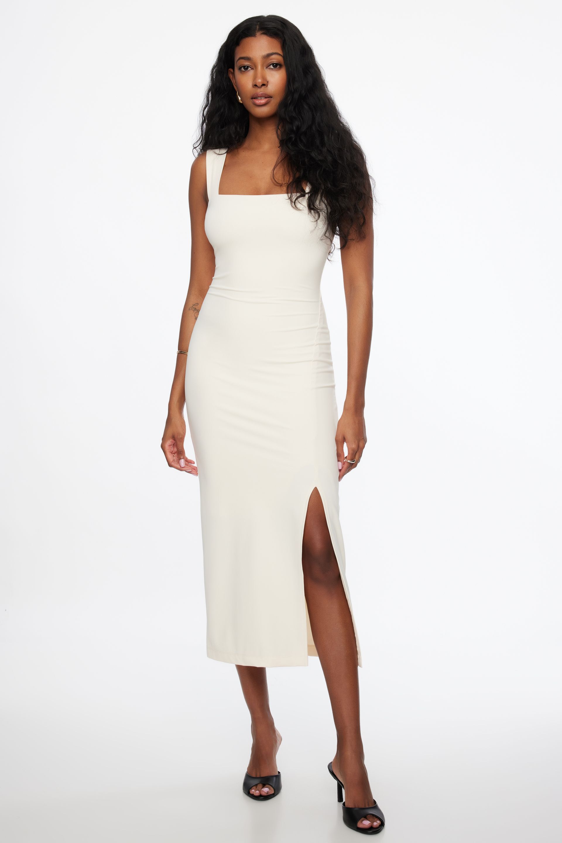 Buy Girls Stylish (V) Neck One-Piece Dress Off-White at Amazon.in