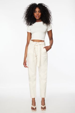 Claudia Paper Bag Mom Jeans White