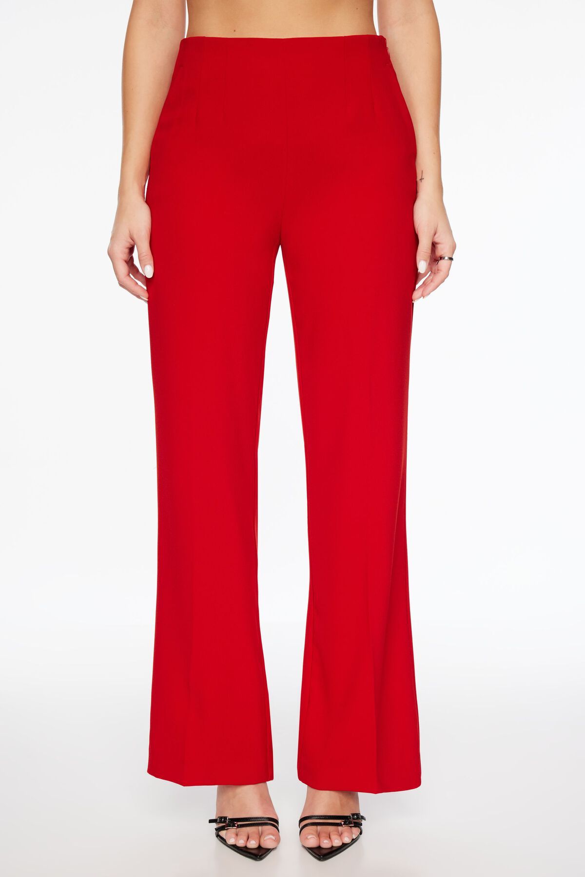 Plus Red Extreme Wide Leg Trousers
