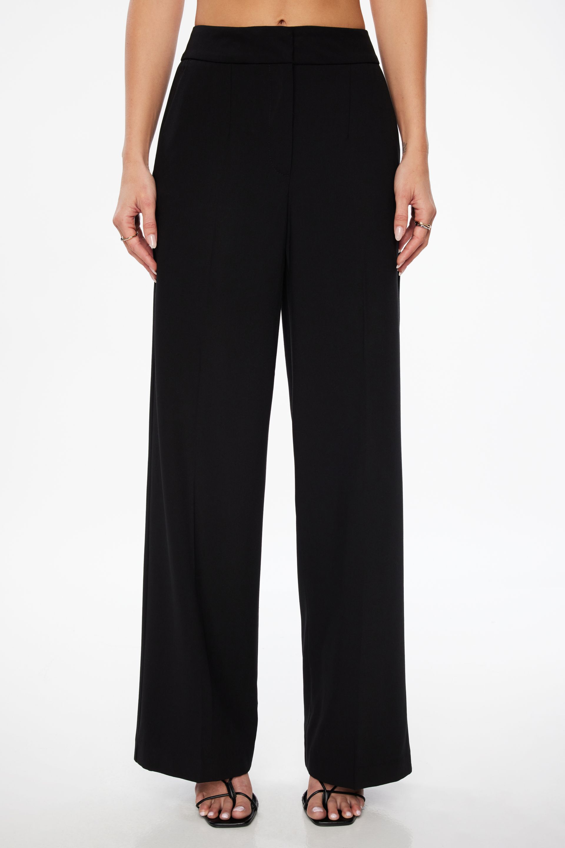 INC ~ Sz 14 ~ Dress Pants Jet Black Rayon Nylon Spandex w/ wide elastic  waist