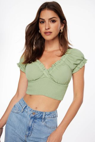 Green Long Sleeve Crop Top Loose Crop Top Boxy Crop Top Crop Tops for Women Cropped  Top Crop Tshirt Crop Tee Cropped Top Woman 