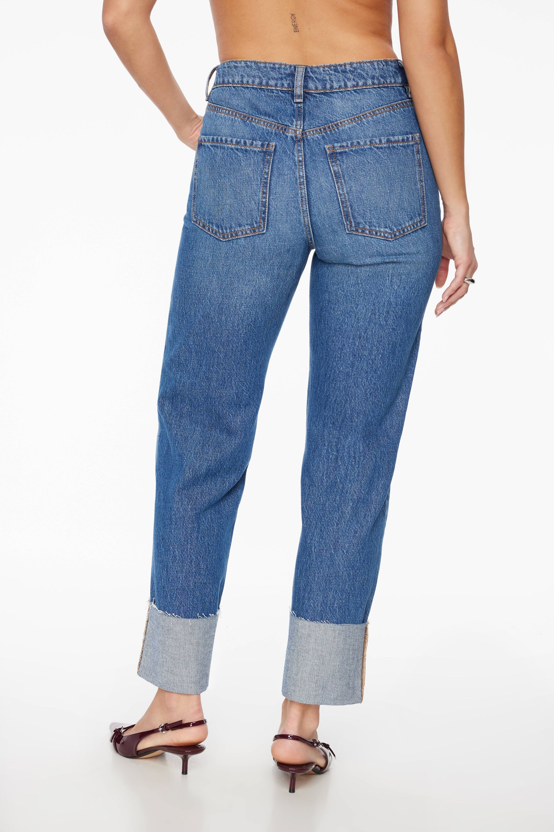 Justina Straight Leg Cuffed Jeans