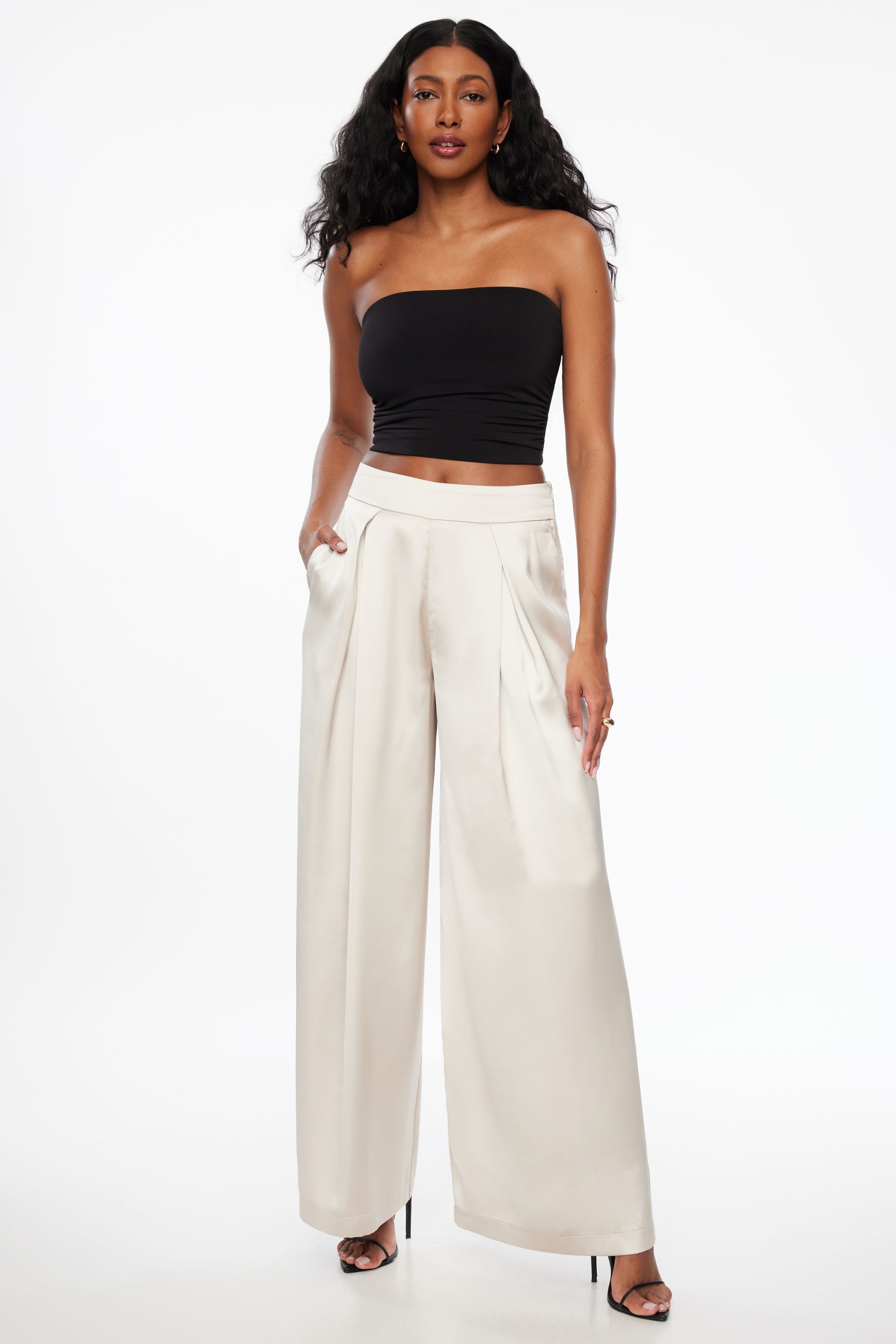 SOLID SILK Silk Pants with wide leg off white – IVI GmbH