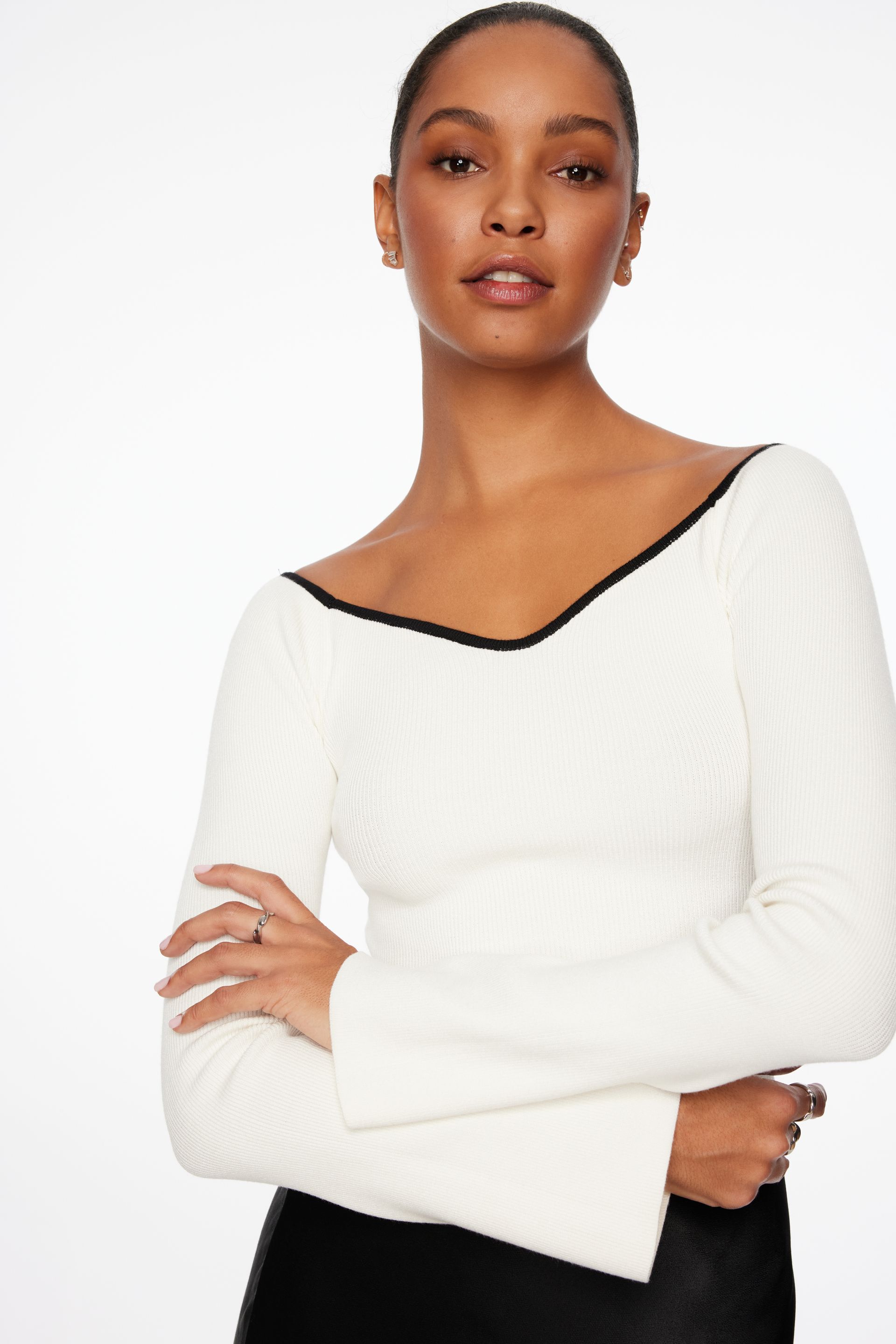 Sweetheart Off Shoulder Sweater White | Dynamite