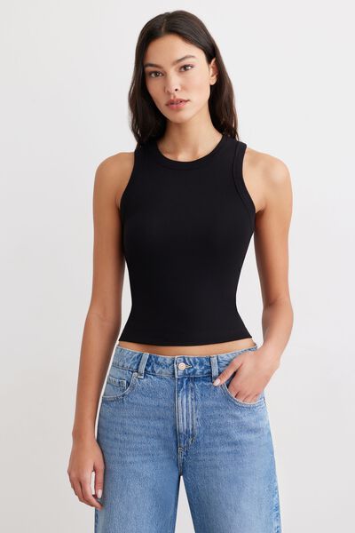 Ribbed tank body suit - black – Sweet Threads Sales
