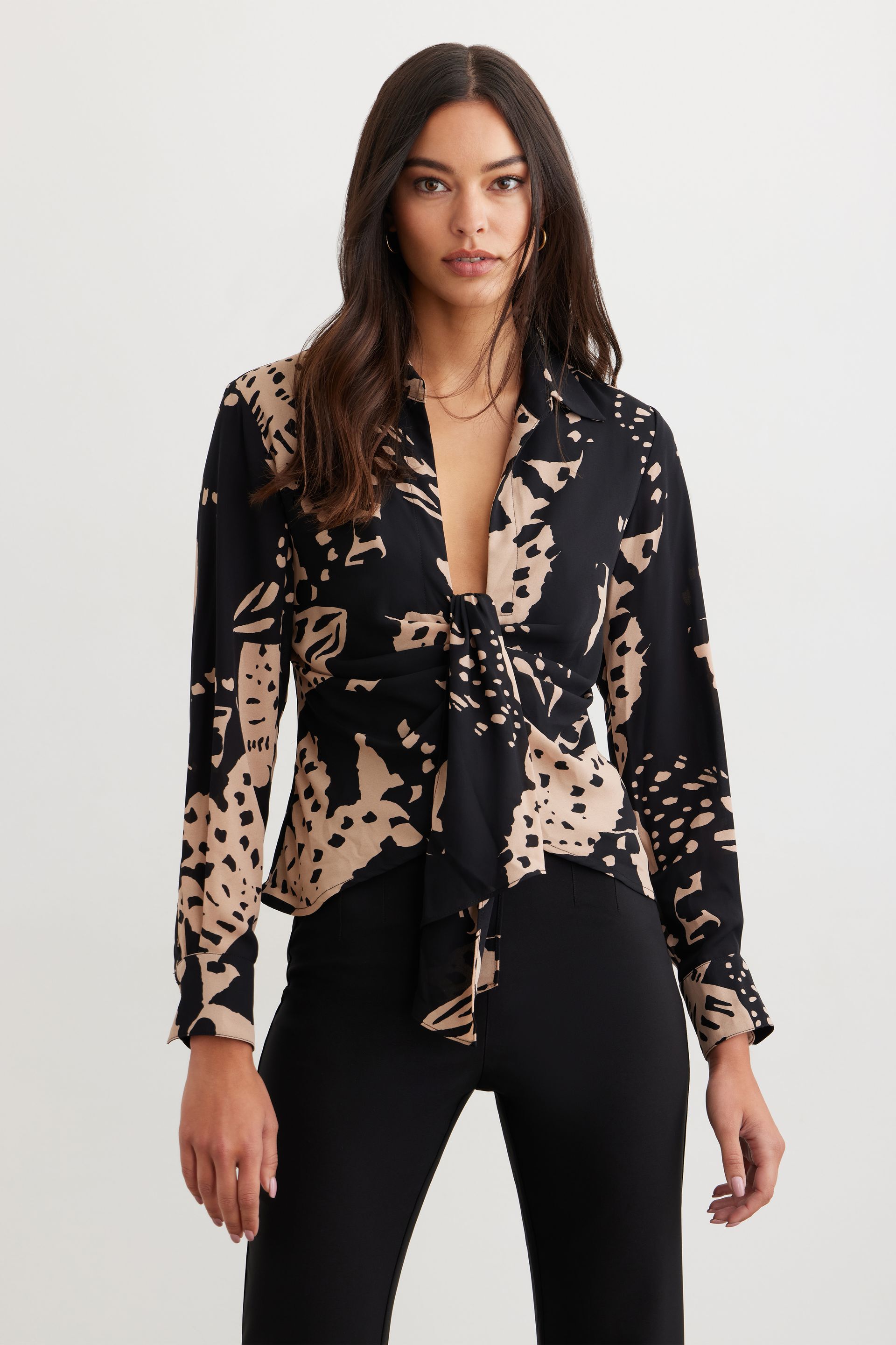 black deep v blouse