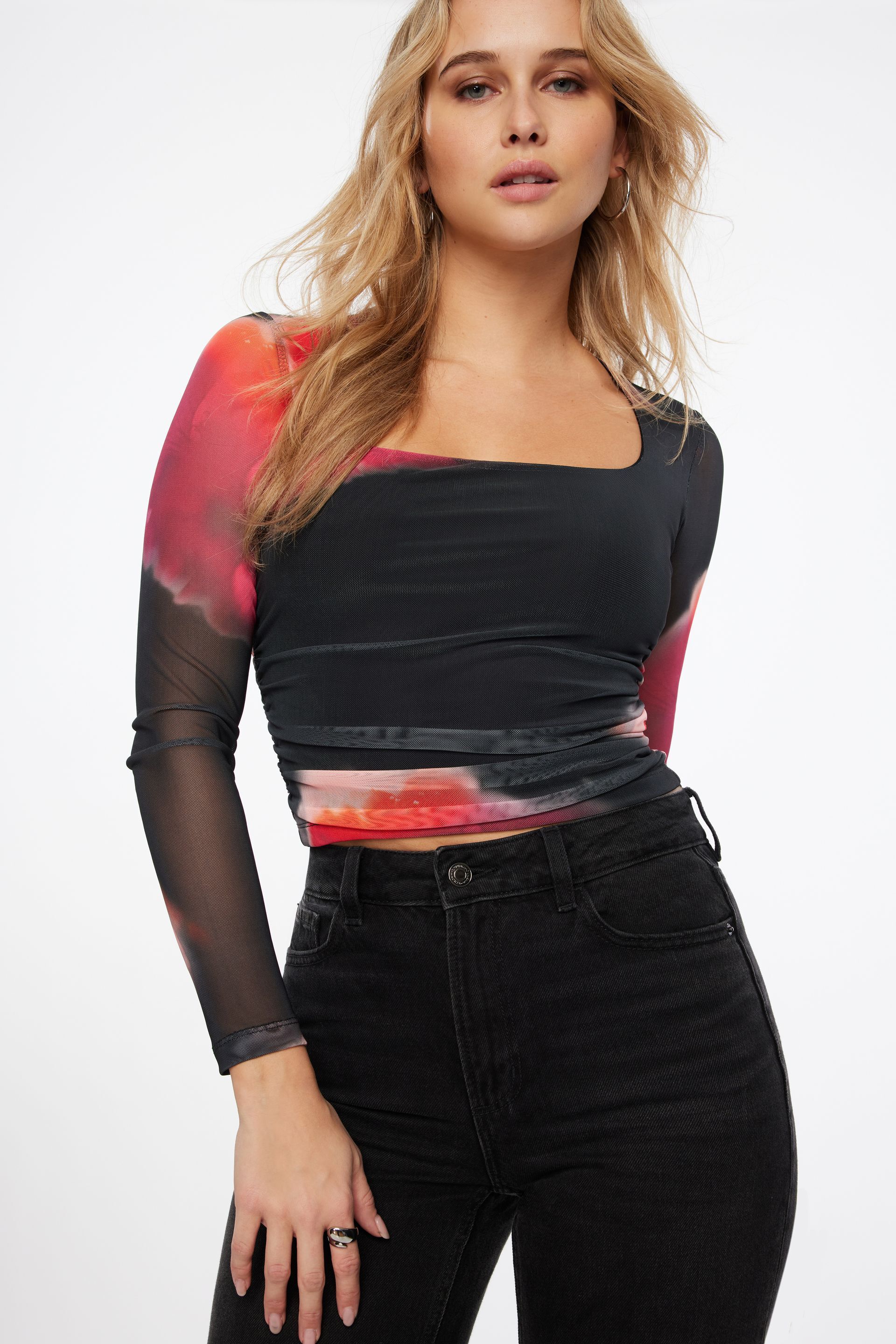 Scarlette Ruched Mesh Top