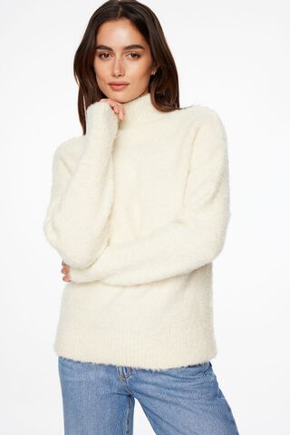 Creme Mock Neck Sweater  100% Recycled Wool - ASKET