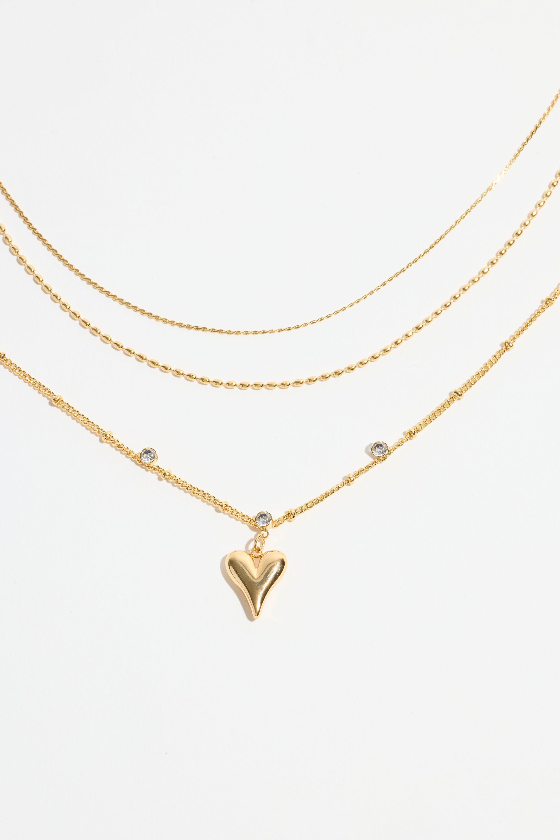 Layered Heart Pendant Dotted Necklace
