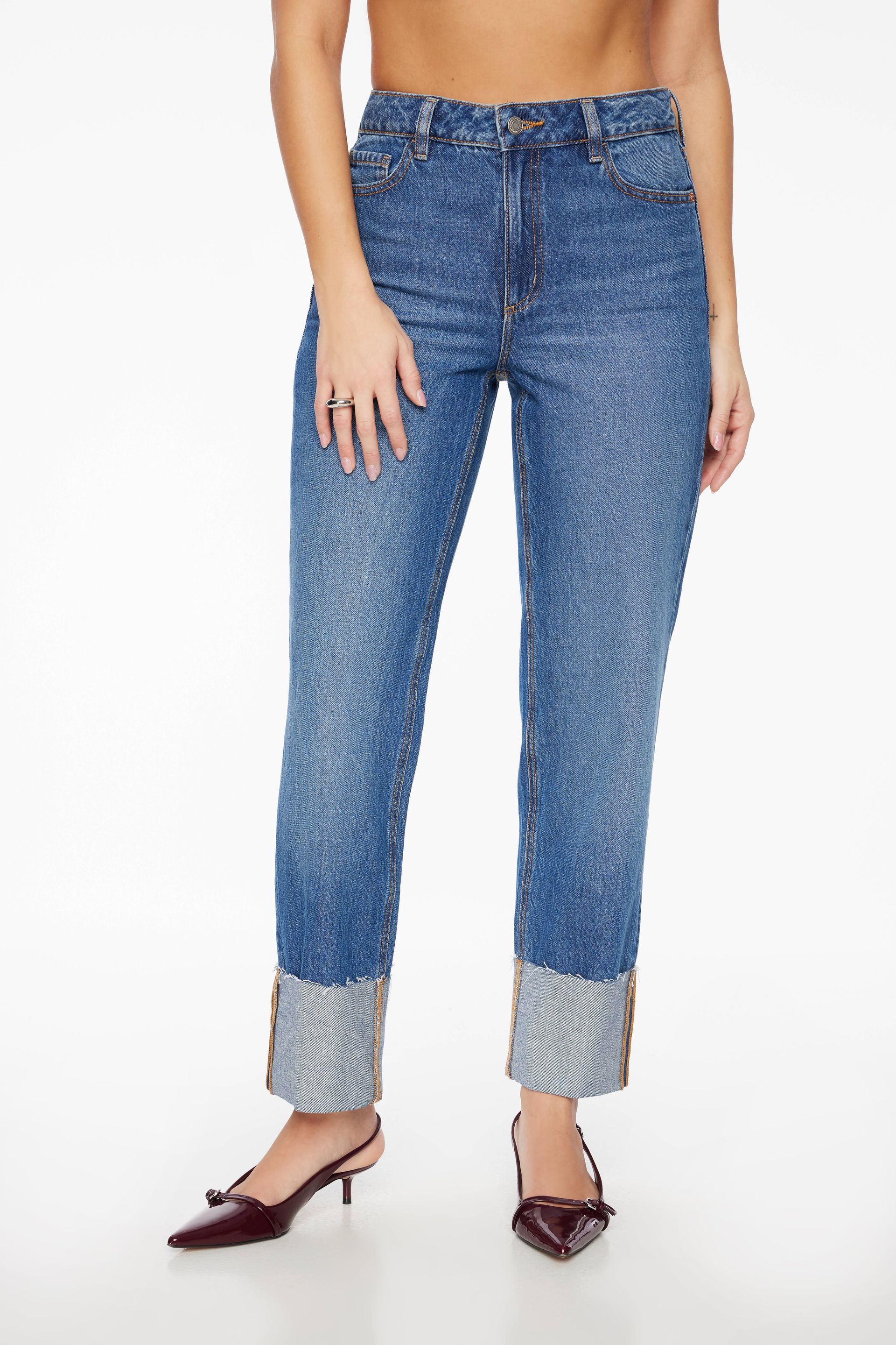 Justina Straight Leg Cuffed Jeans