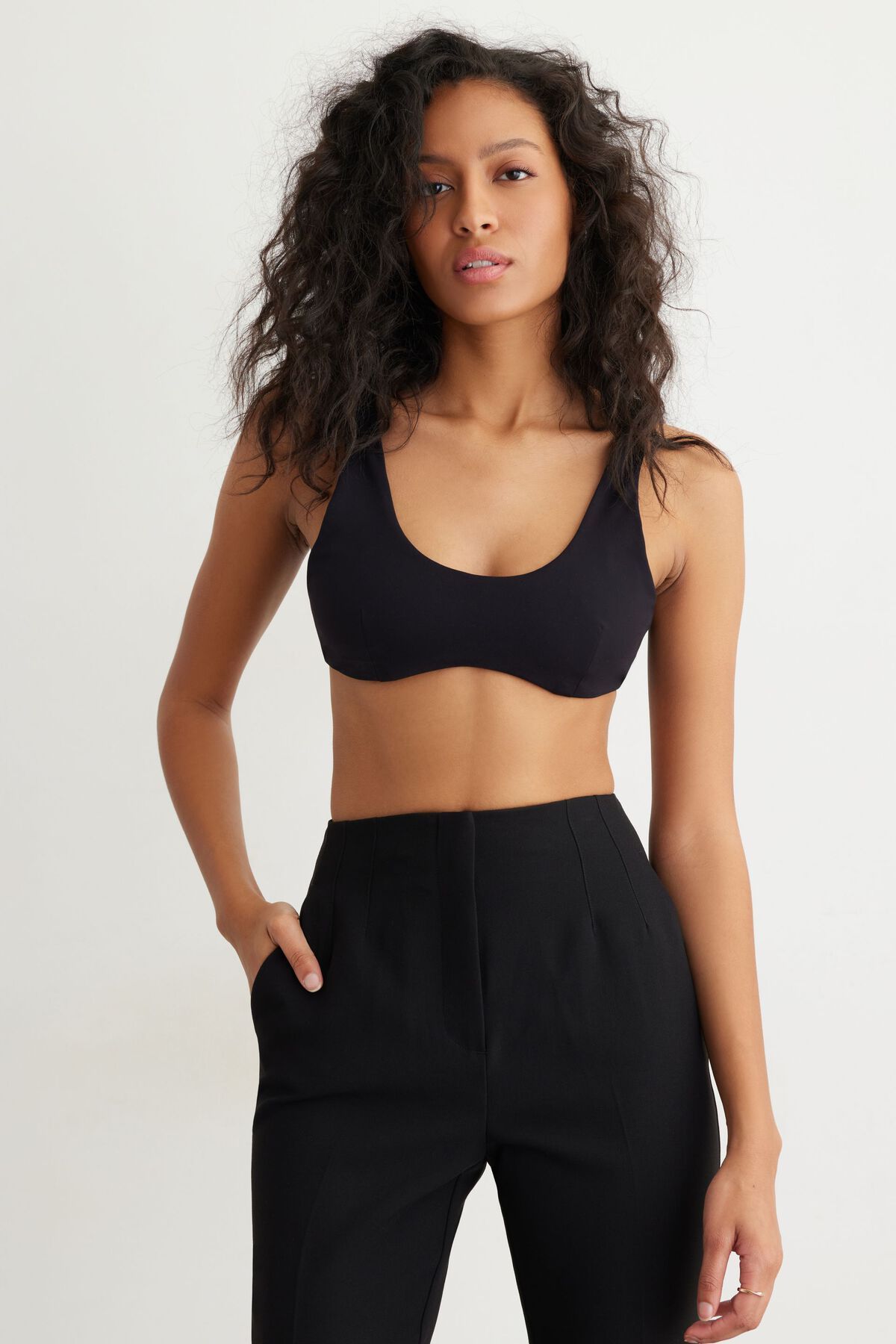 Leia Cotton Rope Bra Top In Black by Brunna.Co