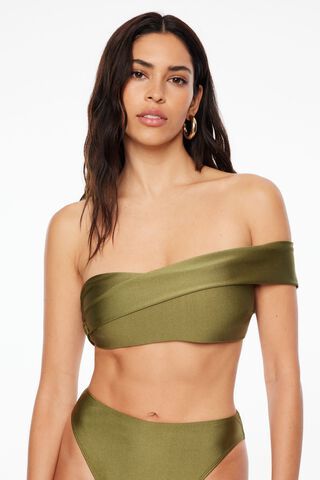 Plain Cut-out One Shoulder Push Up Bikini Top