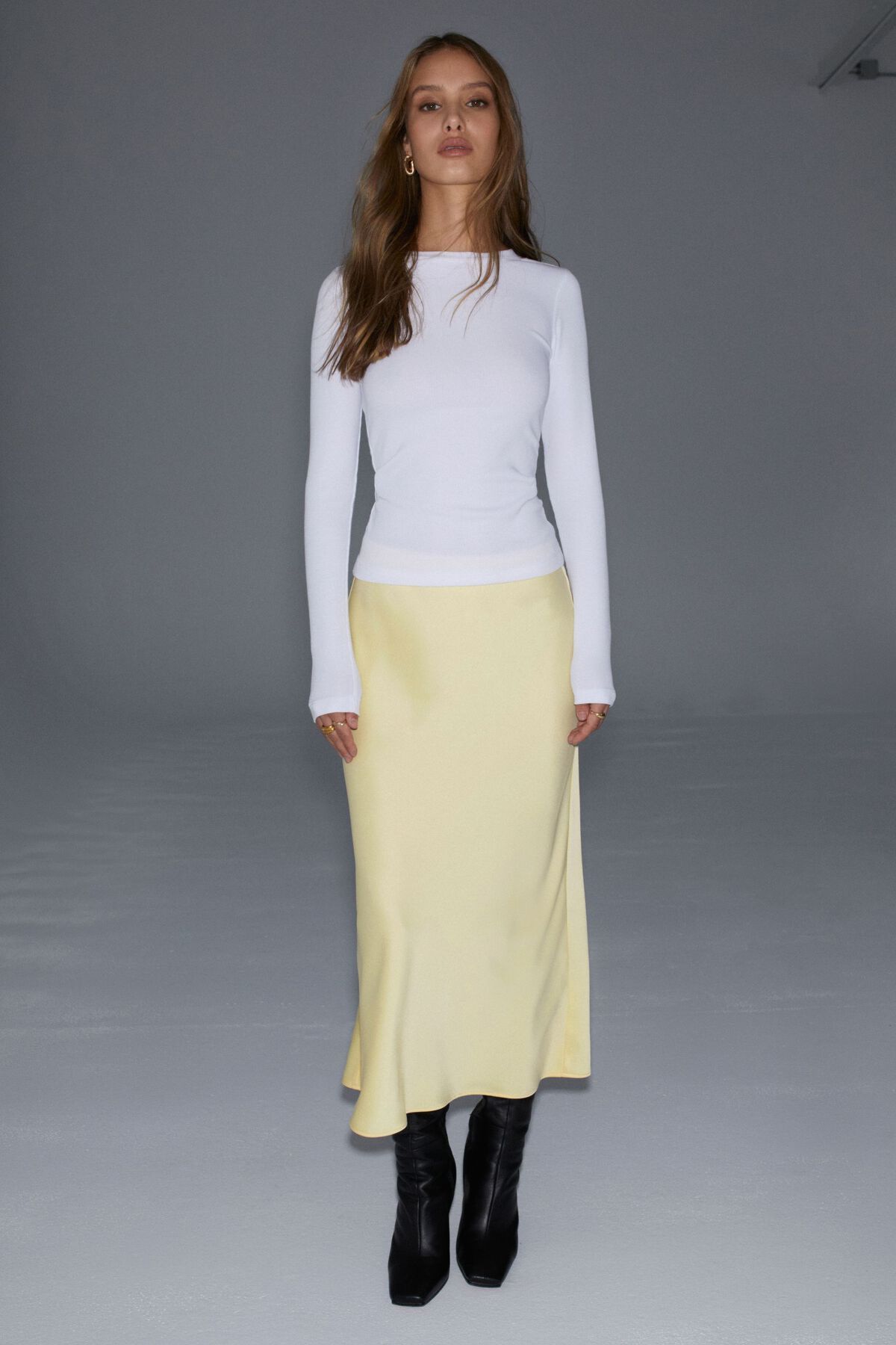 Long High Waisted Satin Silky Skirt — YELLOW SUB TRADING