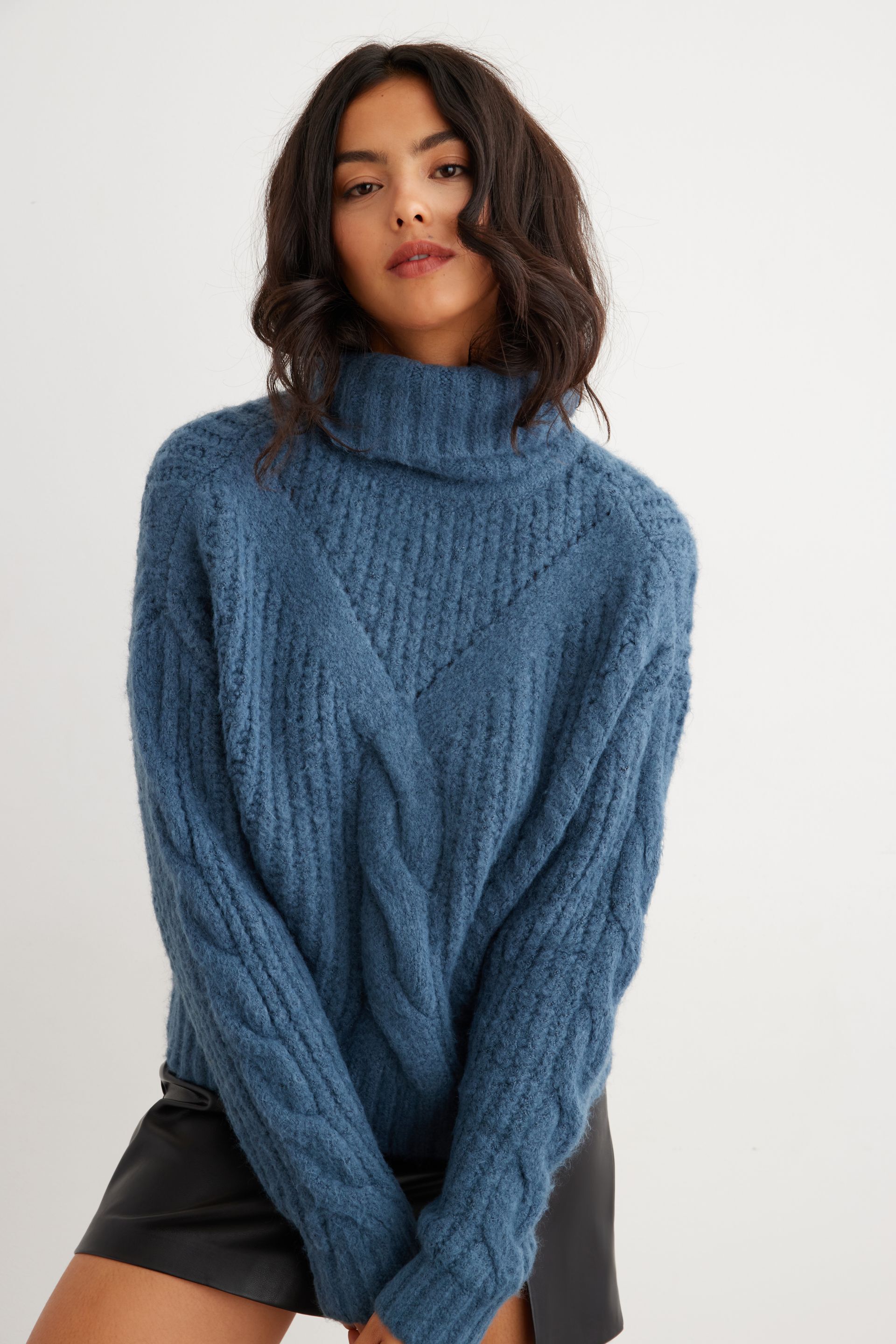 Cable Knit Turtleneck Sweater