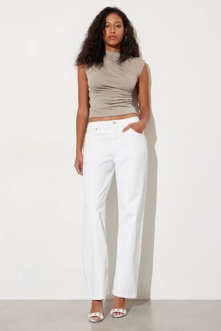 A New Day Women's Regular Fit Mid-Rise Linen Cropped Pants (XL) White at   Women's Clothing store