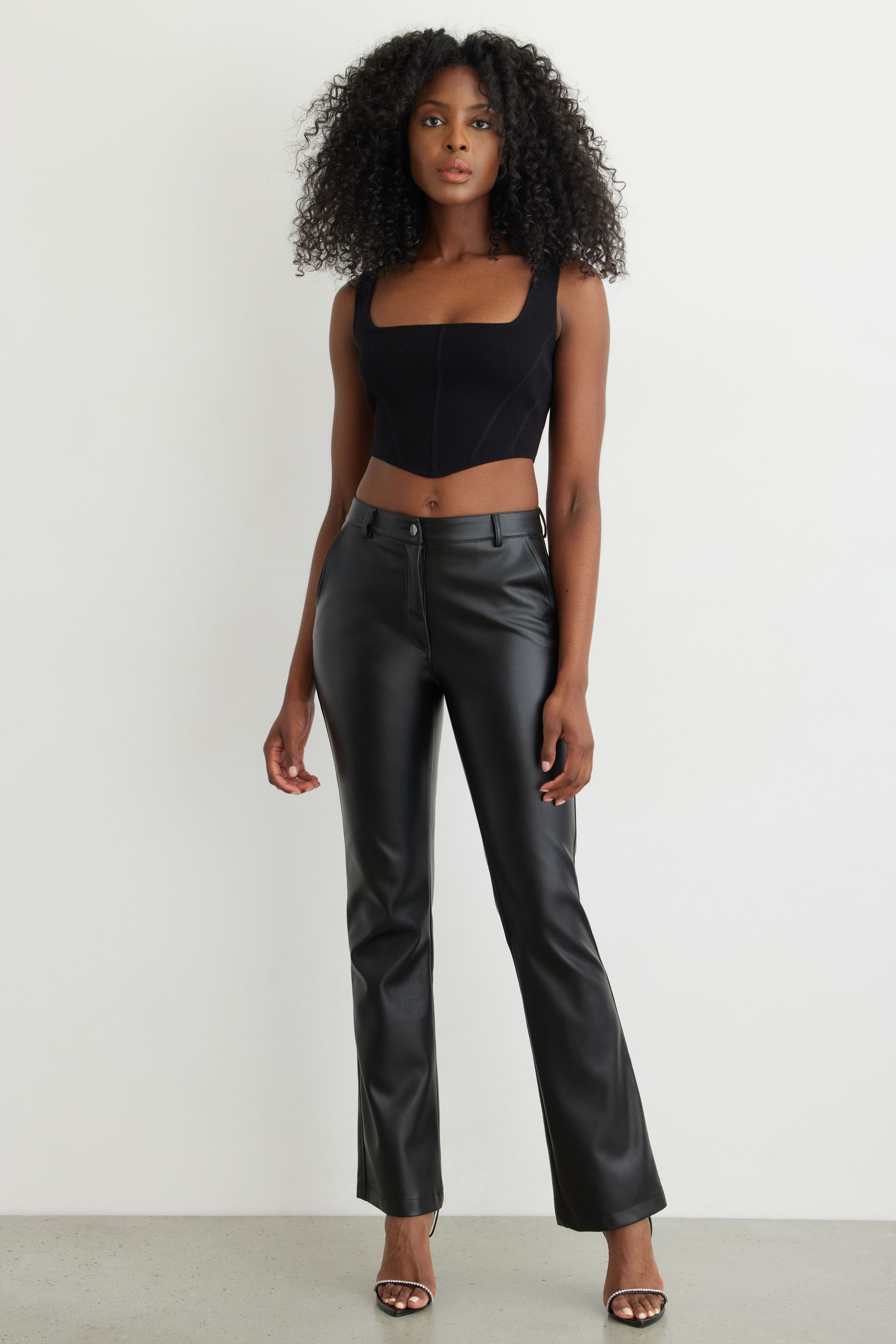 womens cropped leather pants