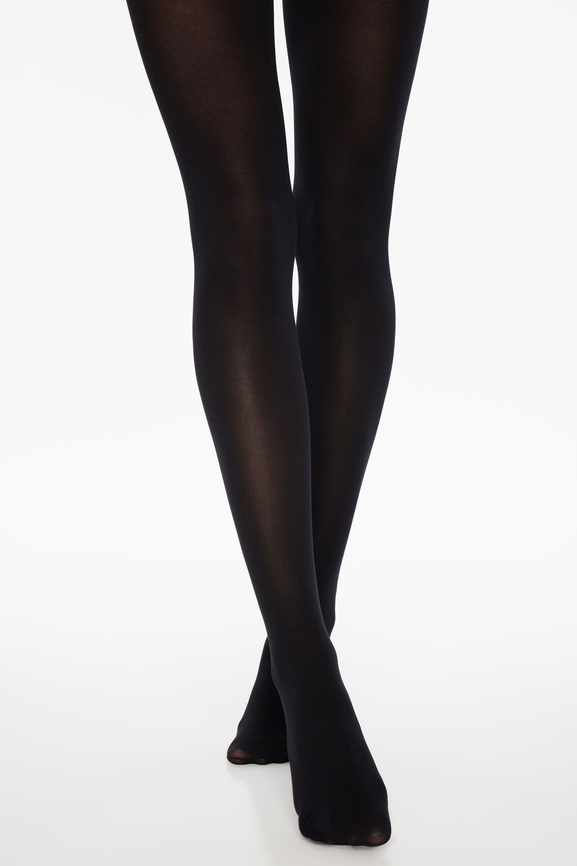 Opaque sheer to waist tights with cotton crotch 383-BLACK-A/B