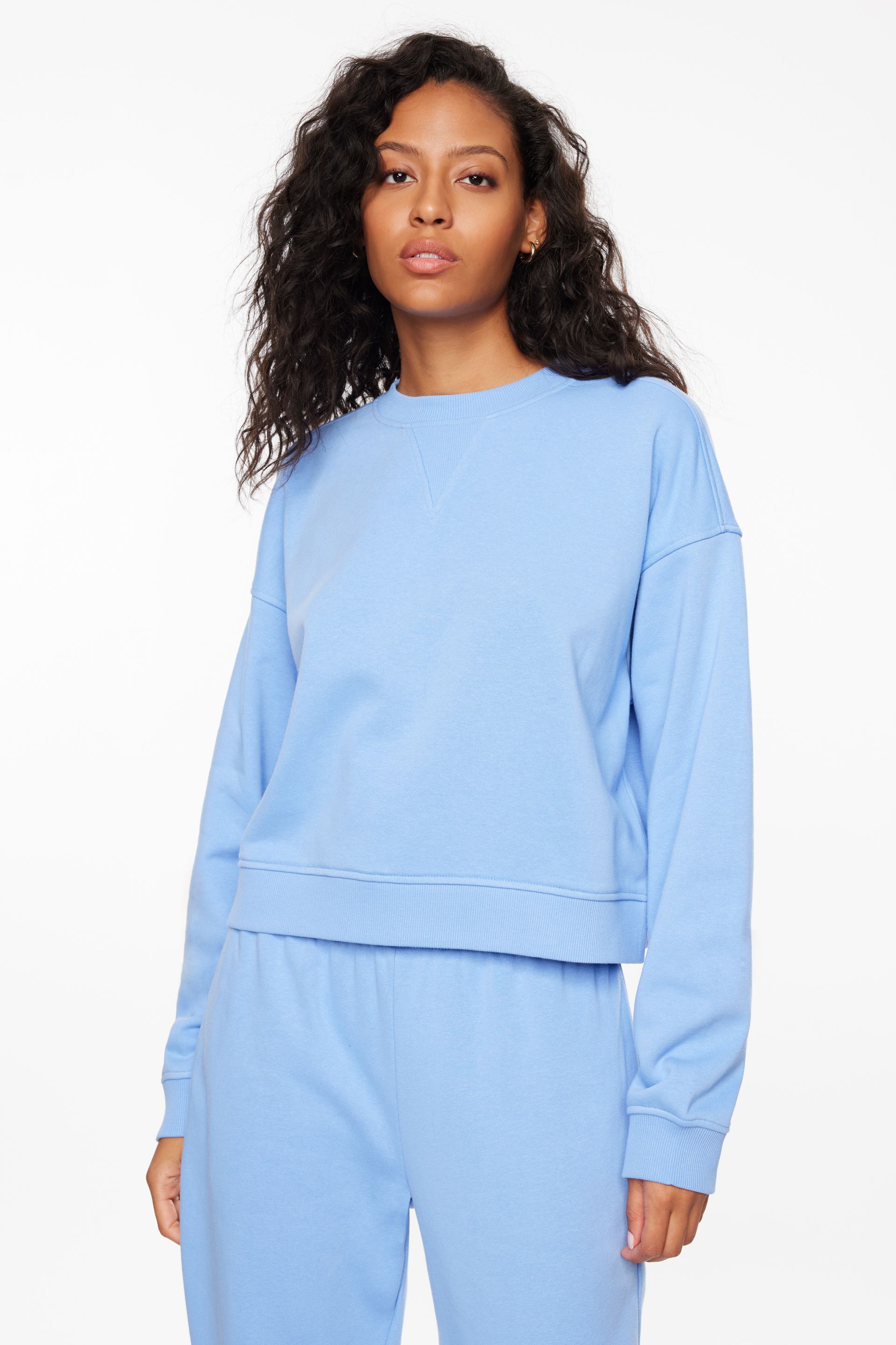 French Terry Crew Neck Sweatshirt Blue | Dynamite