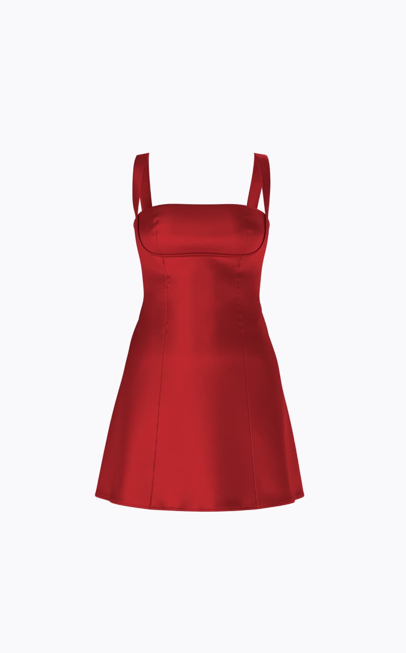 Minirobe rouge en satin. 