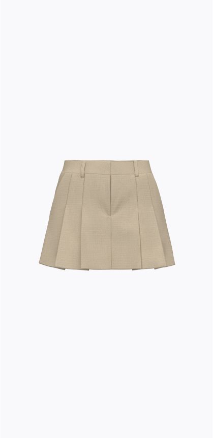 Brown pleated mini skirt.