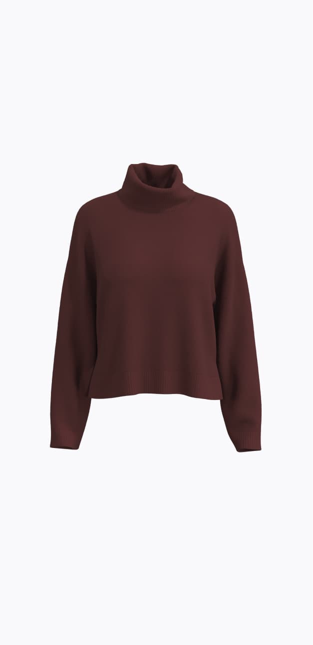 Burgundy turtleneck.