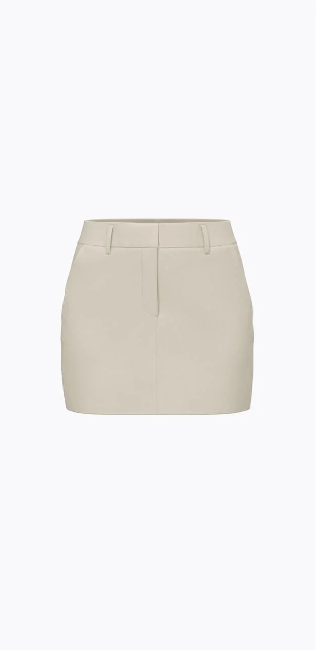 Beige woven mini skirt.