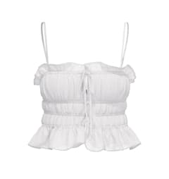 White Maria shirred bow cami top