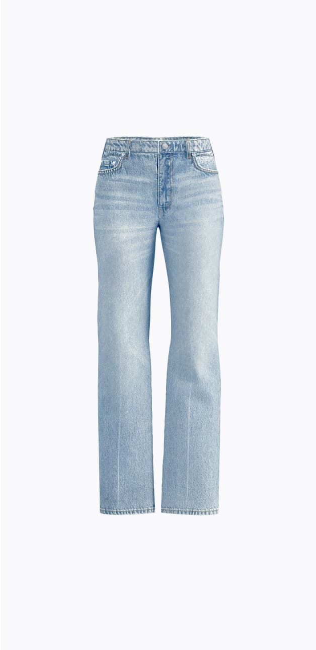 Light blue straight leg jeans.