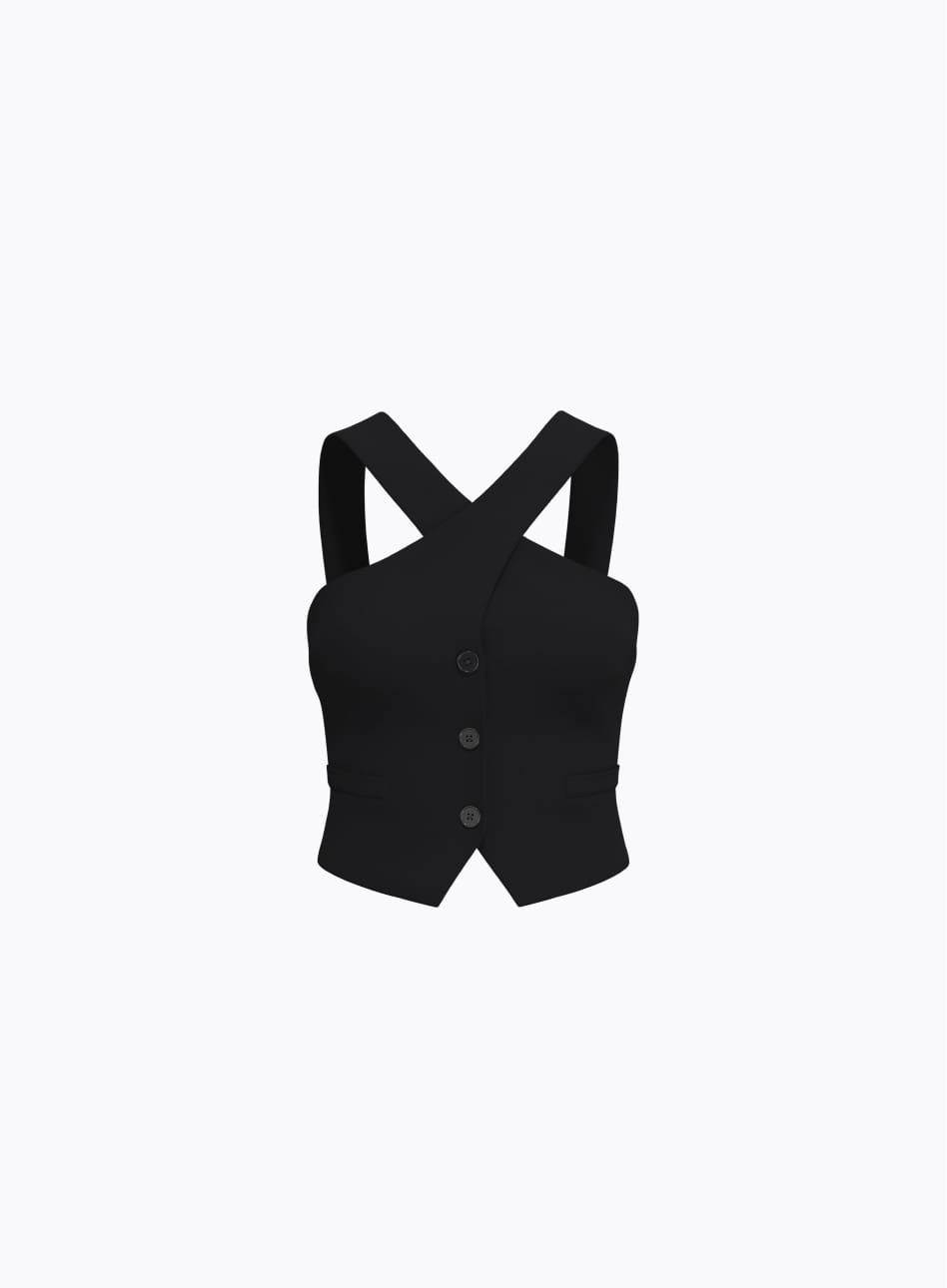 Black cross front vest.