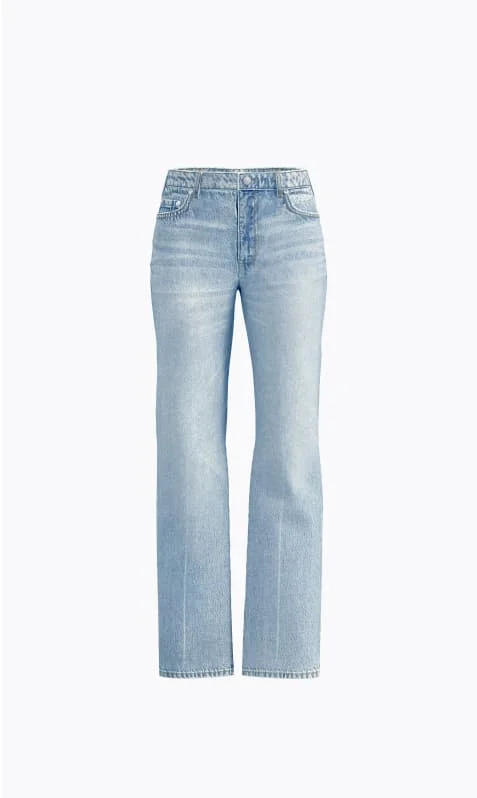 Light blue straight leg jeans.