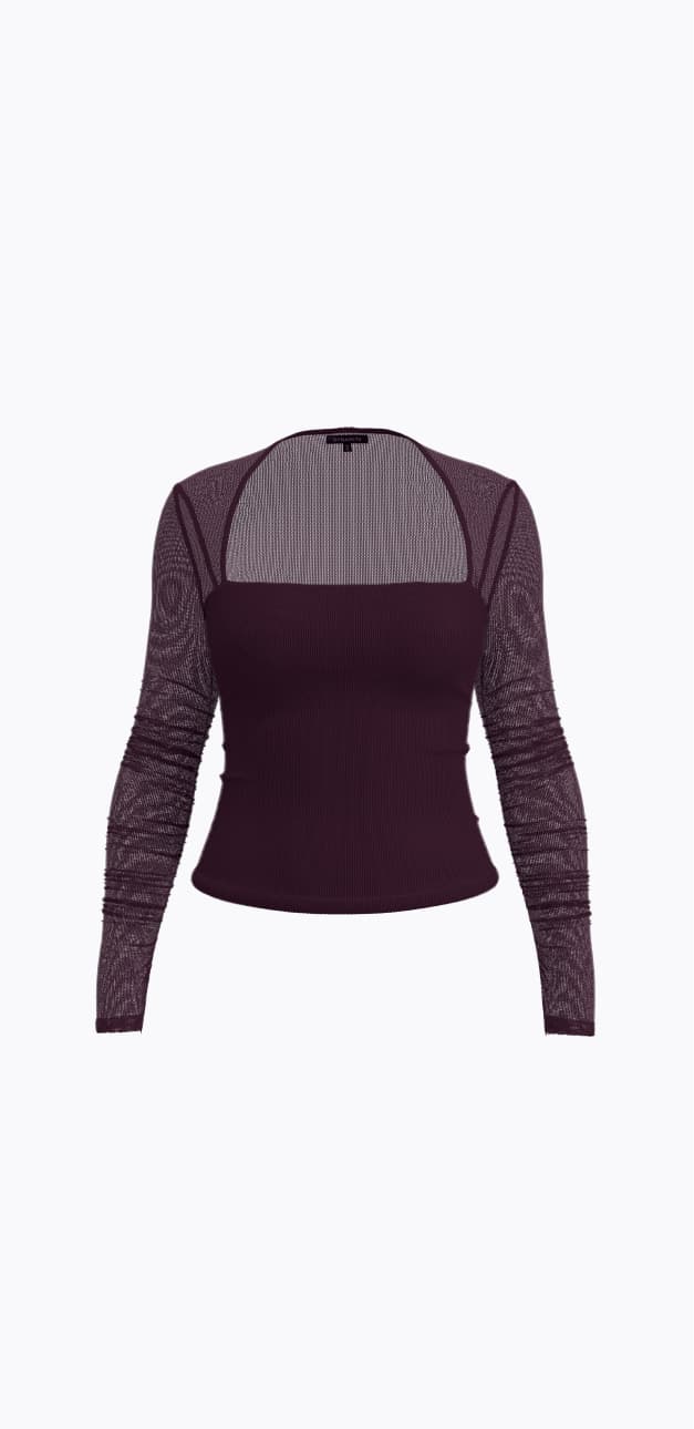 Purple mesh long sleeve T-shirt.