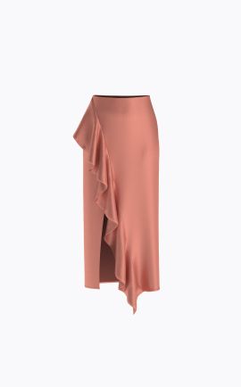 Pink ruffled maxi skirt.