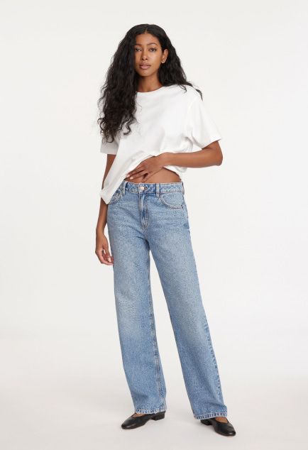 Mika Relaxed Straight Mid Rise Jeans Blue