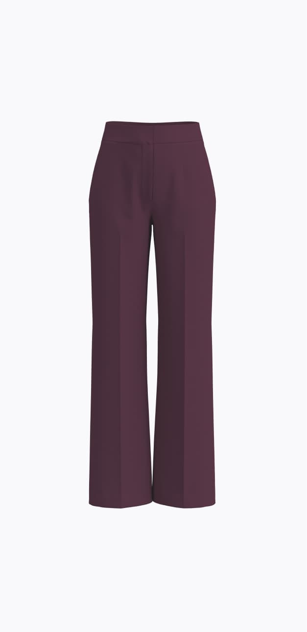 Burgundy wide leg pants.