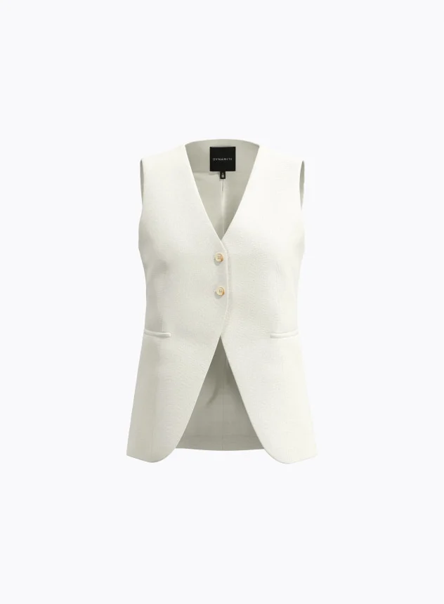 Off-white buttoned vest.