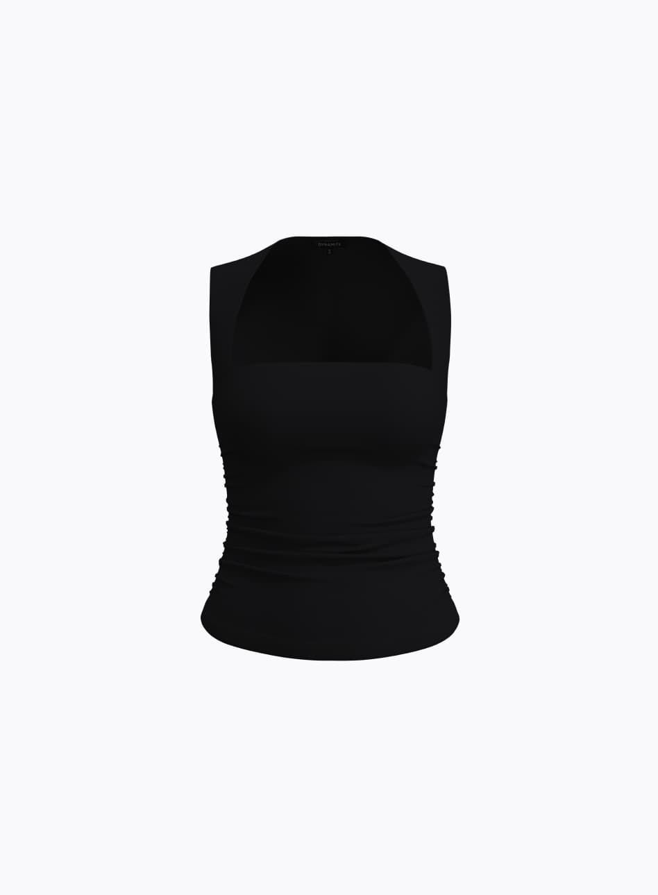 Black bolero sleeve tank top.